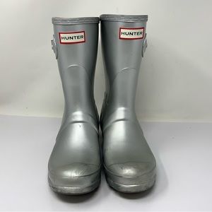 Hunter Metallic Silver Women's Rain Boots